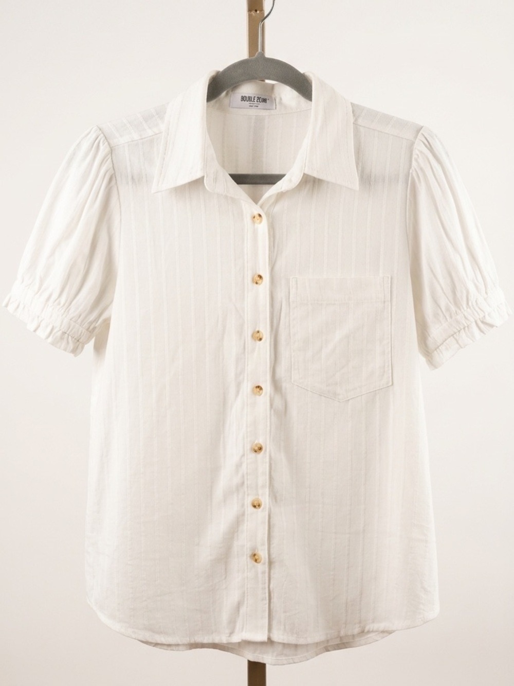 Double Zero White Short-Sleeve Button-Down Shirt